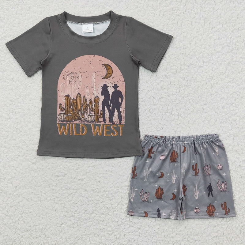 BSSO0187 Baby Boys WILD WEST Cactus Short Sleeve Shorts Set