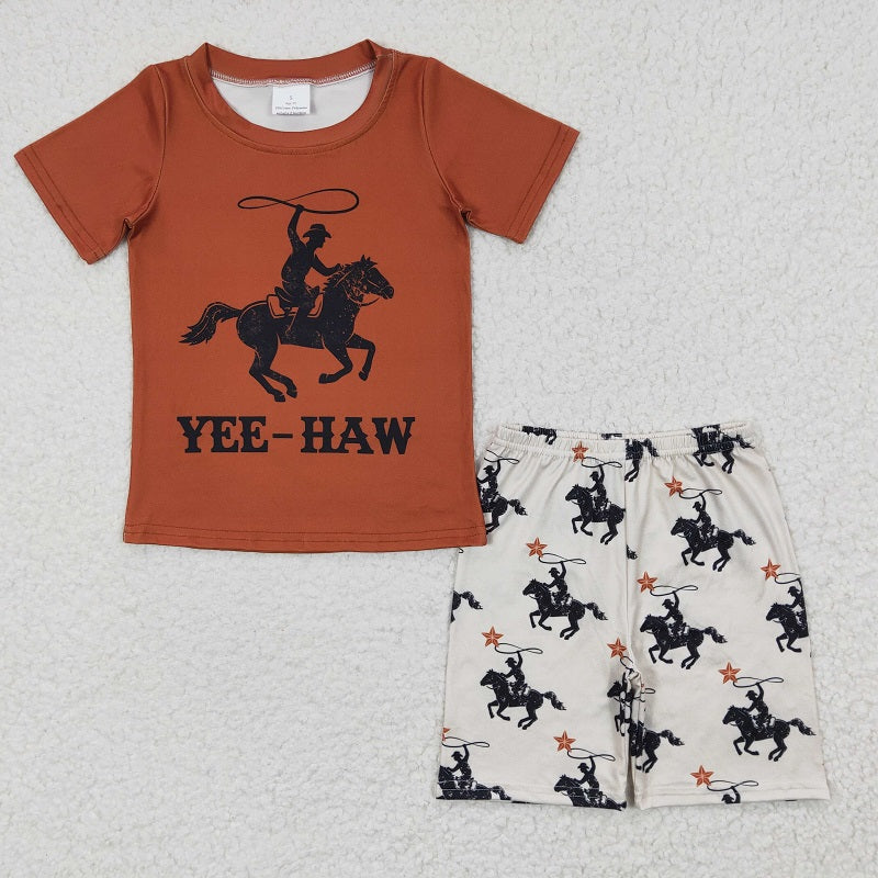 BSSO0189 Yee-Haw rodeo shorts set boy shorts outfit