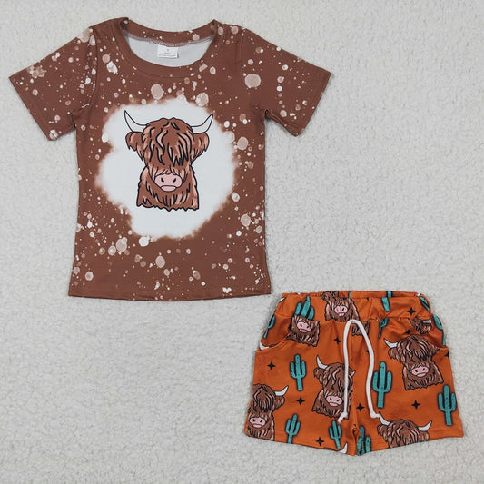 BSSO0199 Baby Boys Alpine Cactus Short Sleeve Shorts Set