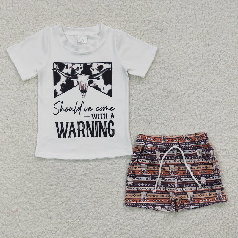 BSSO0210 Baby Boys  Bullhead White Short Sleeve Shorts Set D 5.23