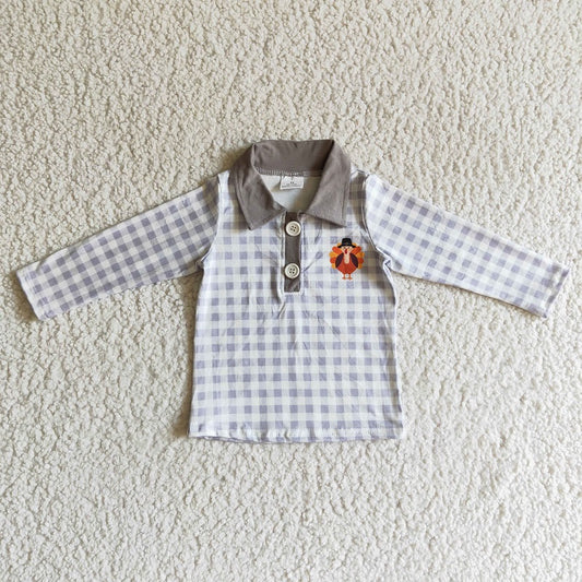 BT0038 Boys Turkey Plaid Long Sleeve Top D 1101
