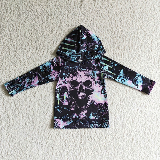 BT0050 Boys Purple Skull Long Sleeve Top