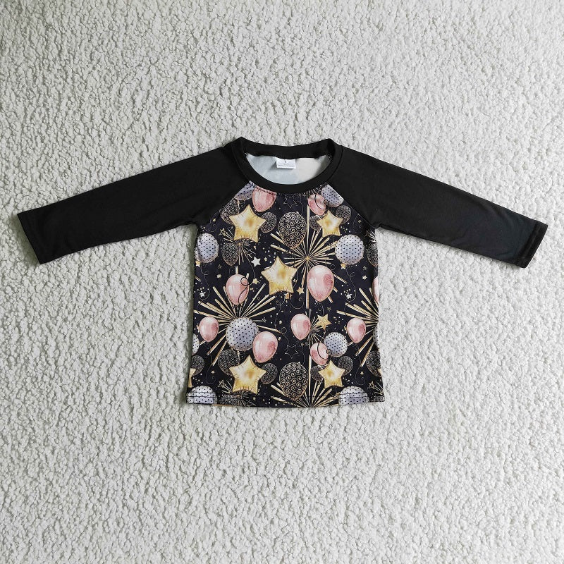 BT0072  Boys Fireworks New Year Balloons Long Sleeve Top