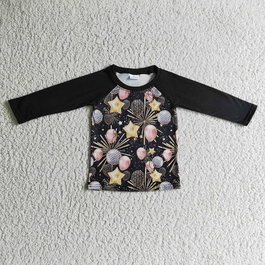 BT0072  Boys Fireworks New Year Balloons Long Sleeve Top