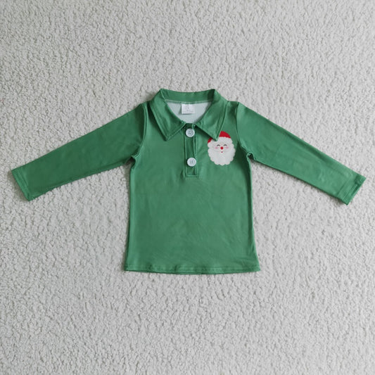 BT0073 Boys Santa Green Zip Long Sleeve Top