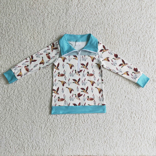 BT0095 Boys Rice Duck Zip Long Sleeve Top