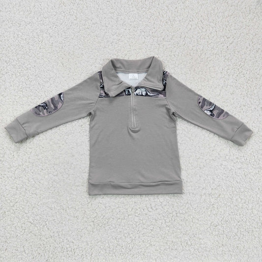 BT0106 baby boy clothes grey zipper winter shirt