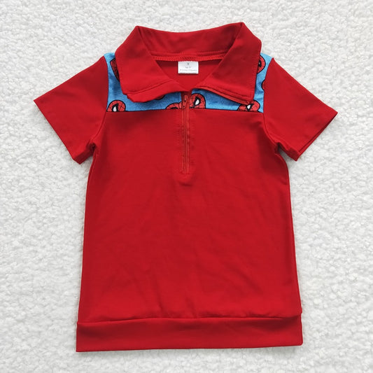 BT0158 kids clothes red cartoon summer tshirt