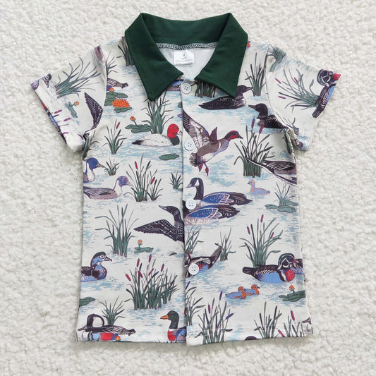 BT0159 Baby Boys Rice Duck Button Short Sleeve Top