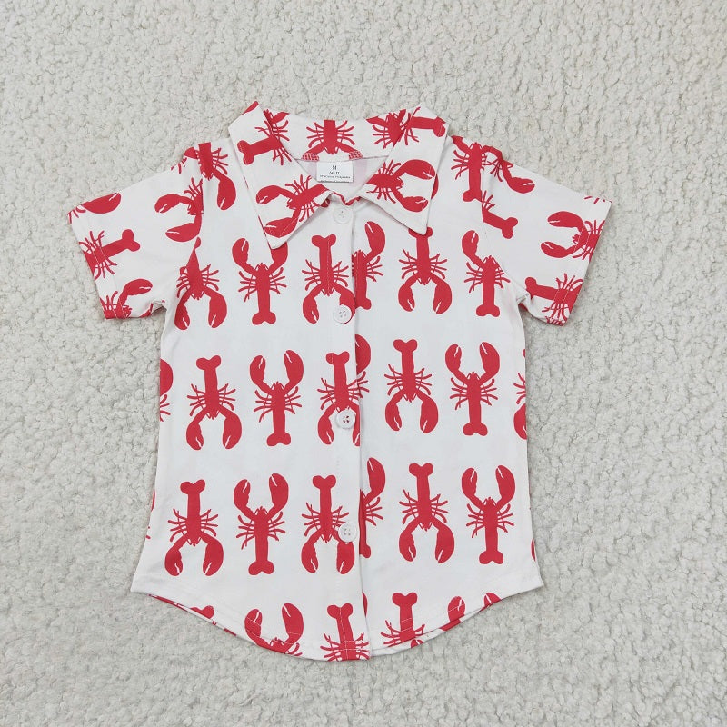 BT0161 Boys Crawfish Button Short Sleeve Top D 5.6