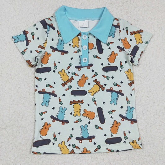 BT0170 Boys Easter Bunny Skateboard Carrot Short Sleeve Top