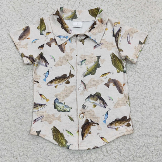 BT0179 Boys Fishing Button Down Short Sleeve Top D 5.6