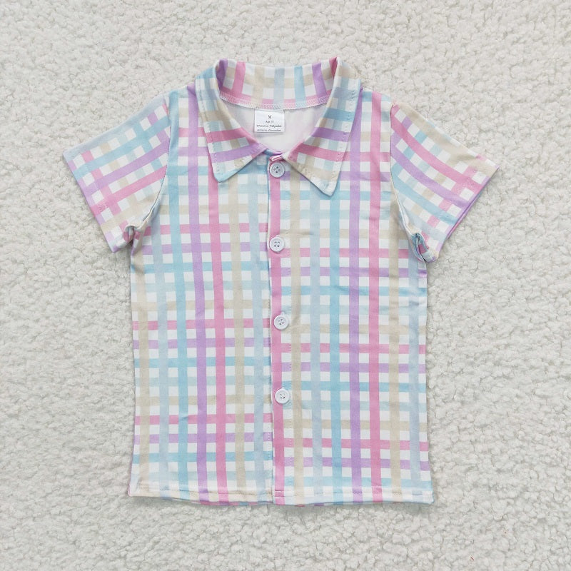 BT0215 Baby Boys Color Striped Short Sleeve Top