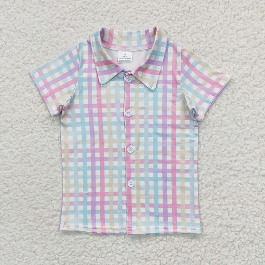 BT0215 Baby Boys Color Striped Short Sleeve Top