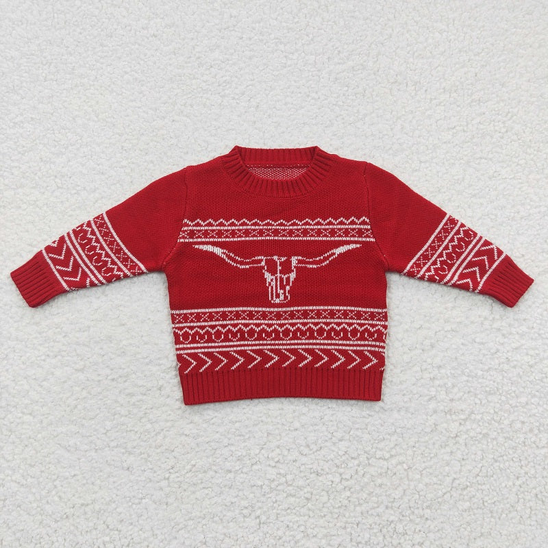 BT0218 Red Bull Head Long Sleeve Sweater