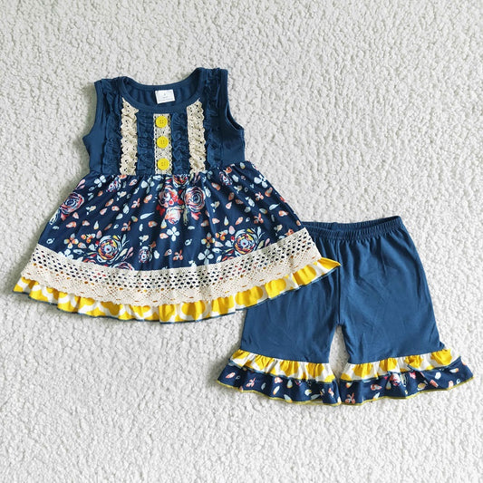 C0-11 Blue Lace Buckle Sleeveless Suit