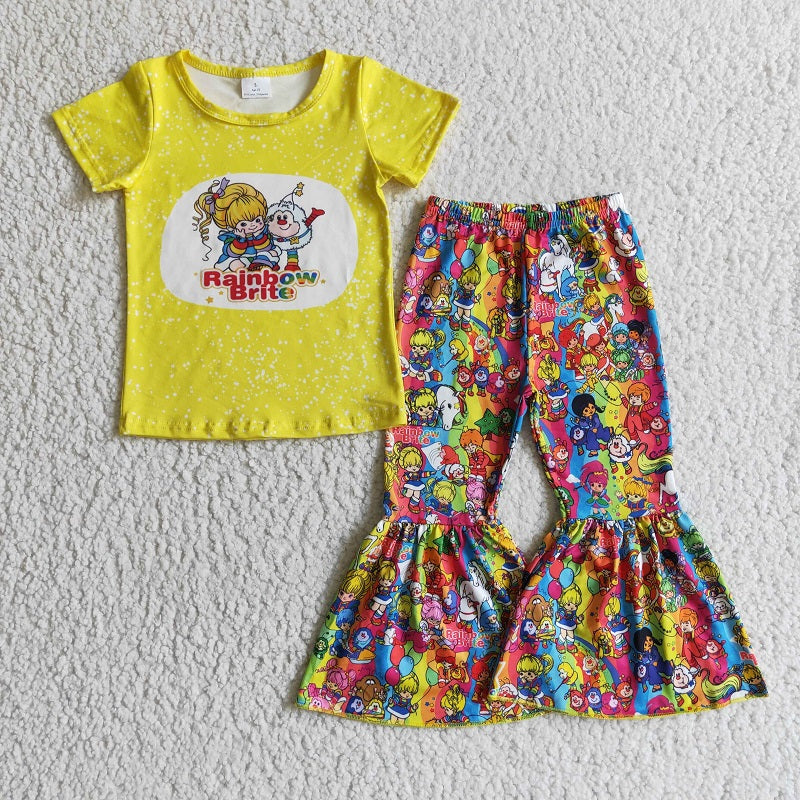 C15-18 cartoon yellow short-sleeved trousers suit