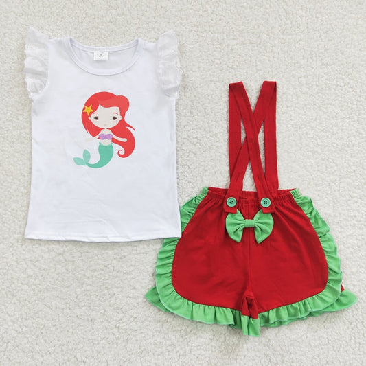 C3-11 Cartoon fish red and green overalls set