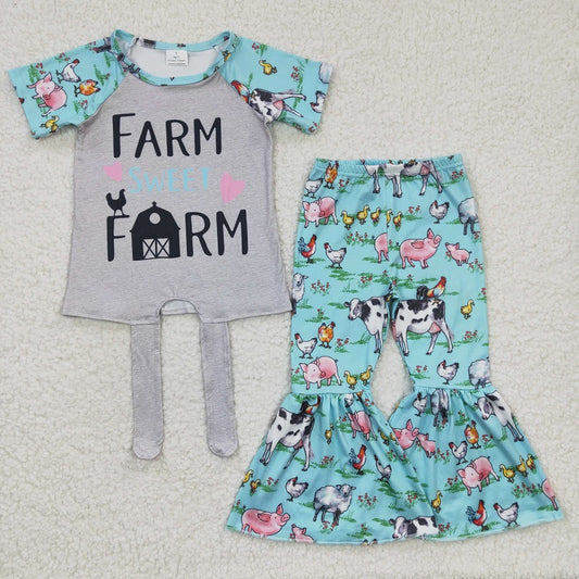 C3-15 farm cow short-sleeved top farm pattern pants