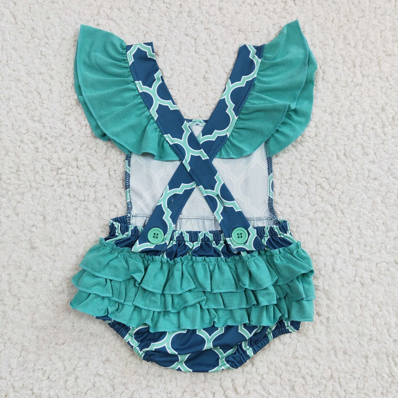 C8-1-1 Green small flying sleeve romper