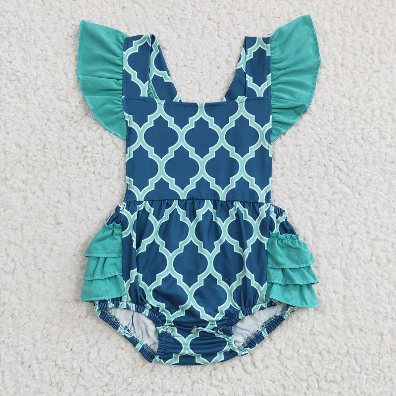 C8-1-1 Green small flying sleeve romper