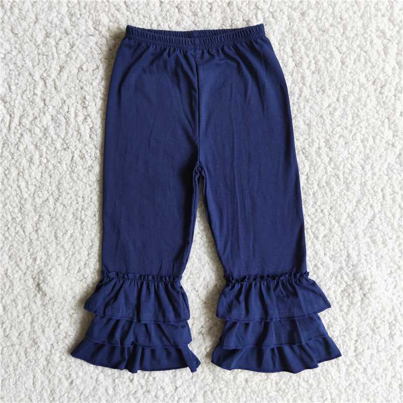 D10-13 Navy Three Layer Ruffle Trousers