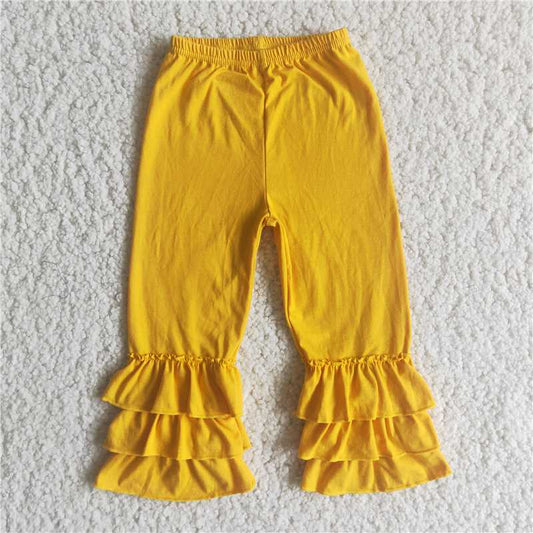 D10-19 Yellow Three Layer Ruffle Trousers