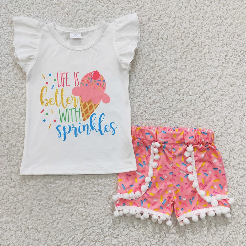 D13-20 Colored Ice Cream Pink Fluffy Ball Set