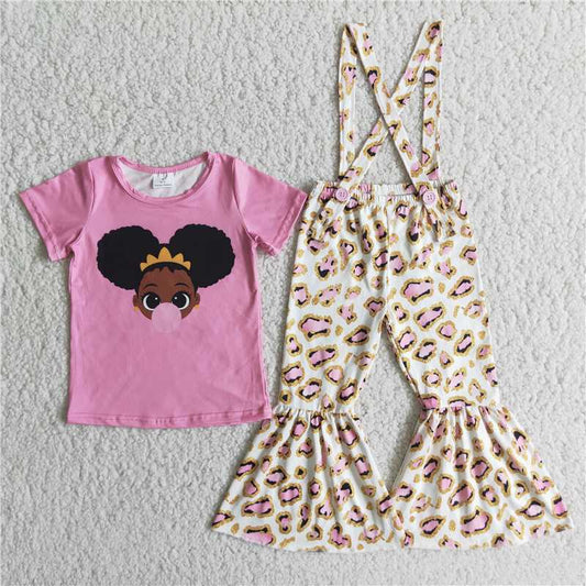 D5-29 Pink Black Bubble Blowing Overalls Suit