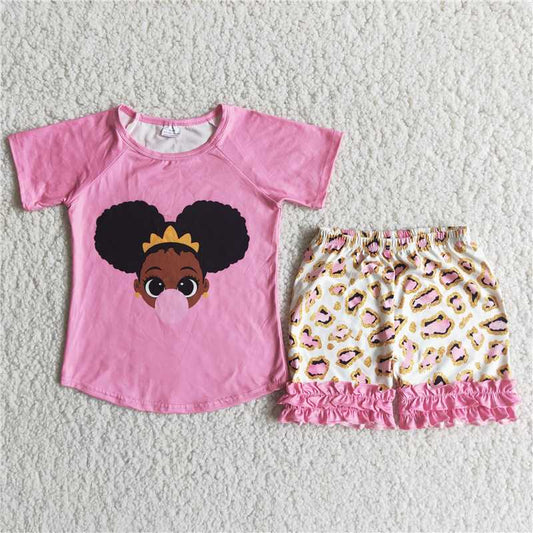 D7-12 Pink cartoon black man blowing bubbles suit