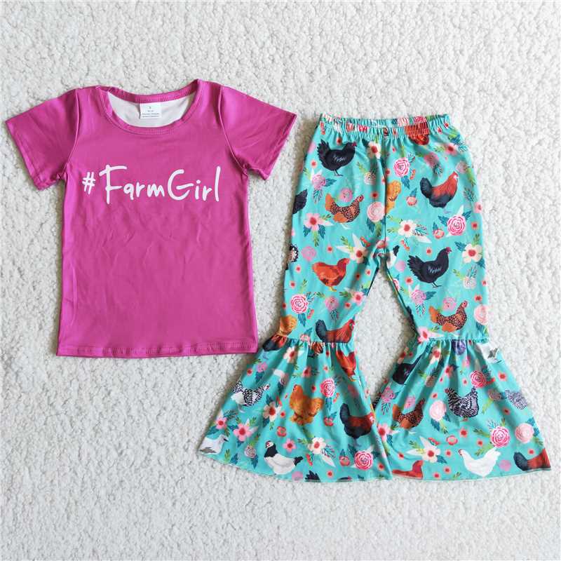 D8-12 farmgirl hen flared pants set