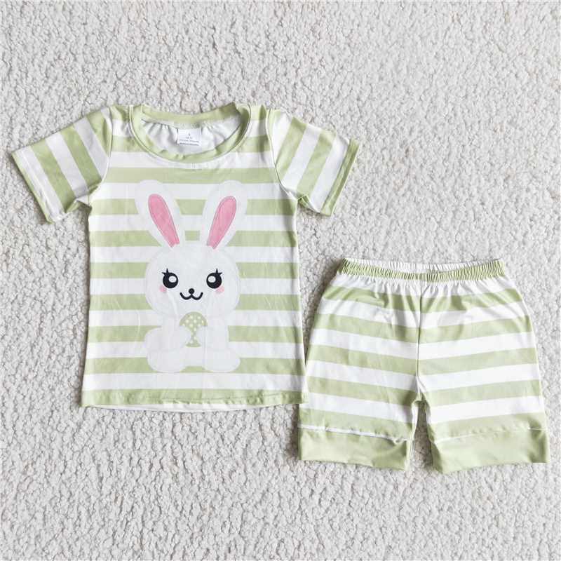 E5-12 Easter bunny green striped suit