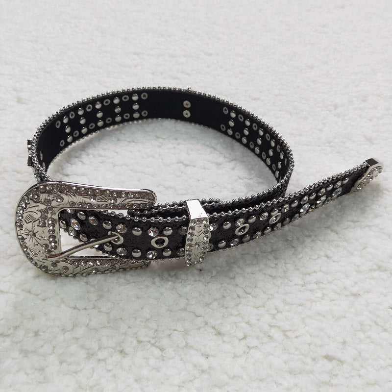 GB0005  Baby Girls Black Diamond Belt