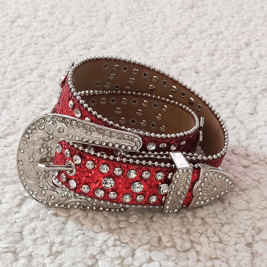 GB0007 Baby Girls Red Diamond Belt