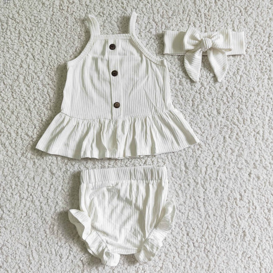 GBO0055 Baby Girls Cute White Cotton Bummies Set