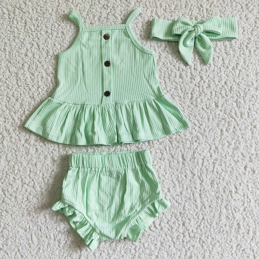 GBO0056 Mint Green Baby Girls Cute White Cotton Bummies Set