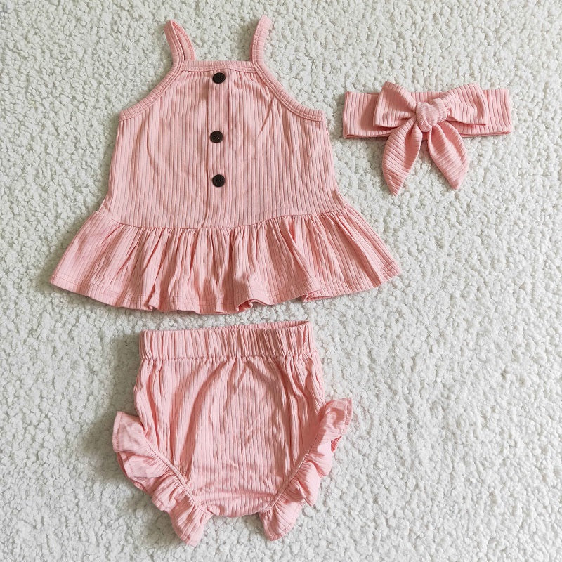 GBO0057 watermelon red Baby Girls Cute White Cotton Bummies Set