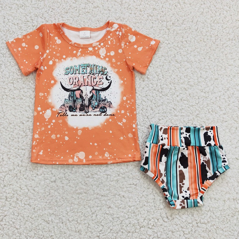 GBO0069 Buffalo Orange Short Sleeve Colorful Stripe Brief Set