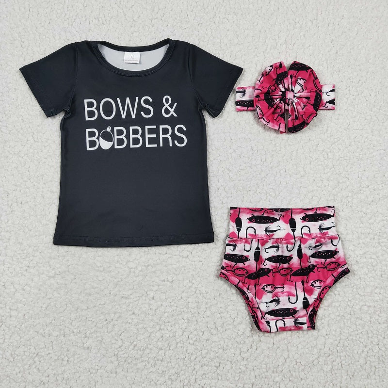 GBO0072 BOWS Fishing Black Short Sleeve Rose Red Brief Set D 6.21