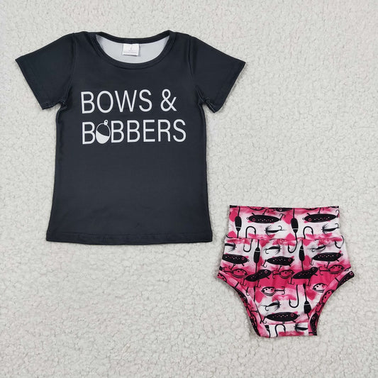 GBO0072 BOWS Fishing Black Short Sleeve Rose Red Brief Set D 6.21