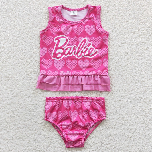 GBO0077 Baby Girl Love Rose Red Swimsuit Set