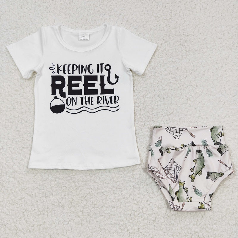 GBO0087 Girls Fishing REEL Short Sleeve Brief Set D 6.5