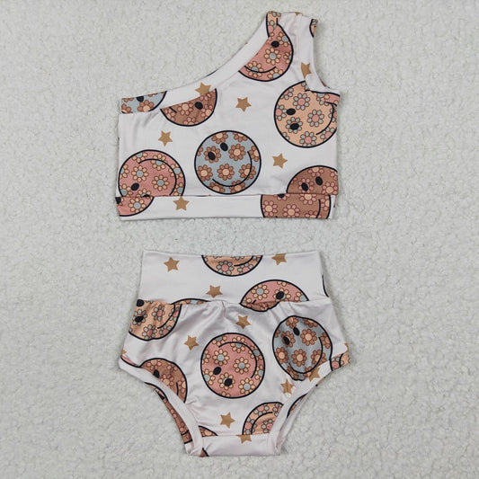 GBO0119 Smiley flower star one side sleeve bummies set