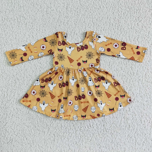 GLD0013 Halloween Ghost Long Sleeve Dress