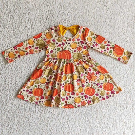 GLD0055 KIDS GIRLS PUMPKIN DRESS D 7.26