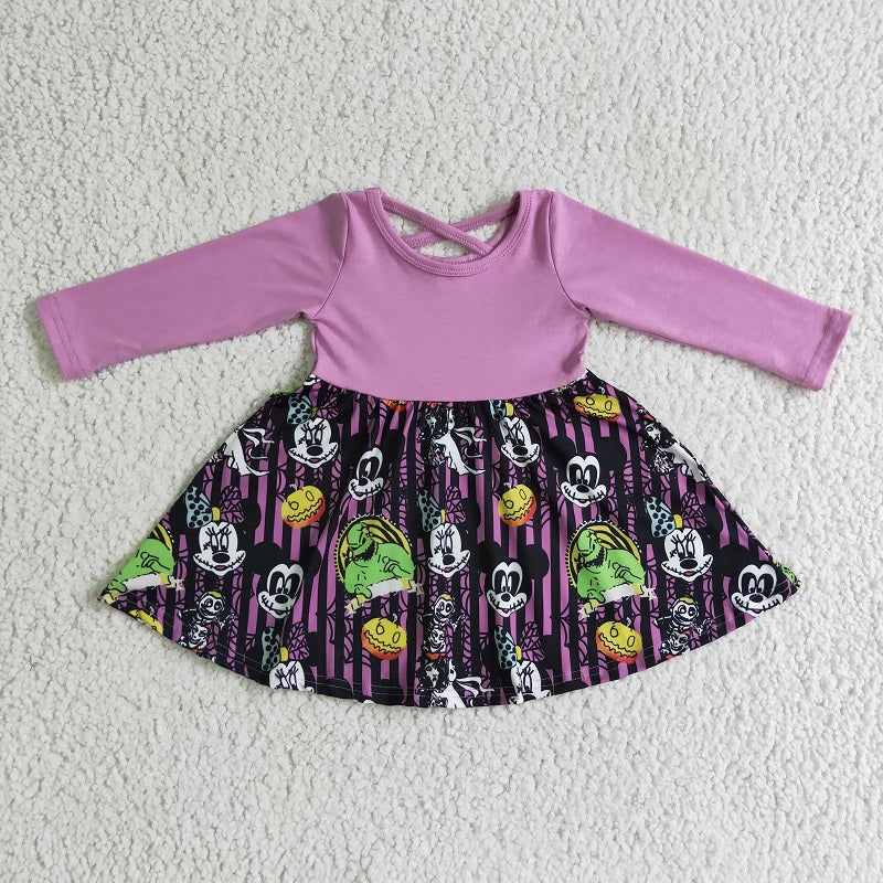 GLD0059 Grimace Cartoon Purple Long Sleeve Dress