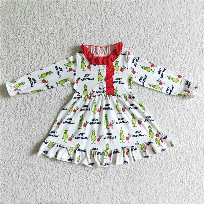 GLD0068 Cartoon White Christmas Dress