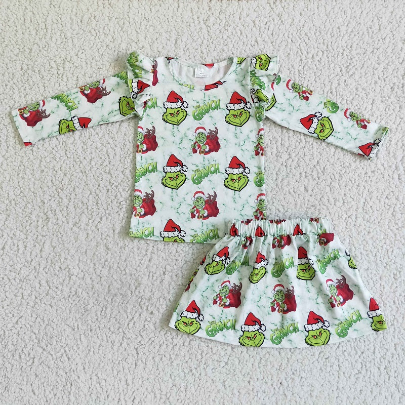 GLD0081  BABY GIRLS CARTOON TOP AND SKIRT OUTFIT +HEADBAND
