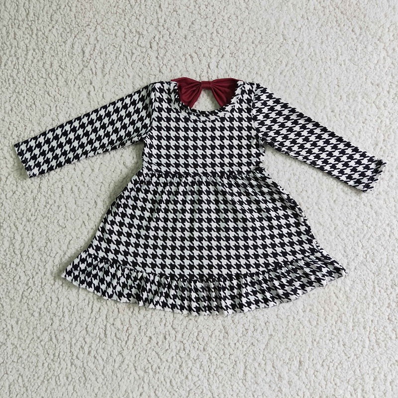 GLD0109 Houndstooth Long Sleeve Dress