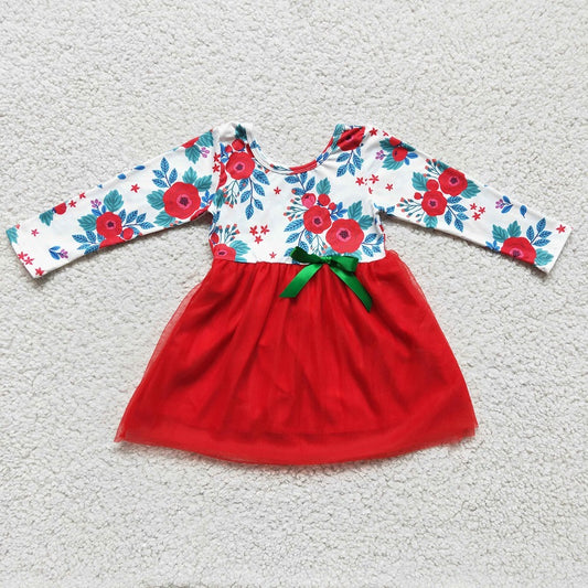 GLD0120 CHRISTMAS FLOWER TULLE DRESS